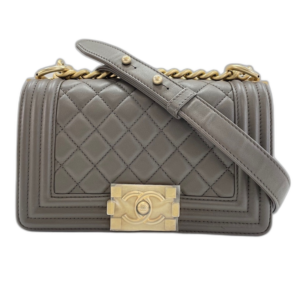 Chanel Boy Small Shoulder Bag, Lambskin, Brown